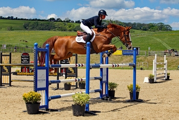 Emily Llewellyn wins the Equitop GLME Senior Foxhunter Second Round at Pyecombe Horse Show